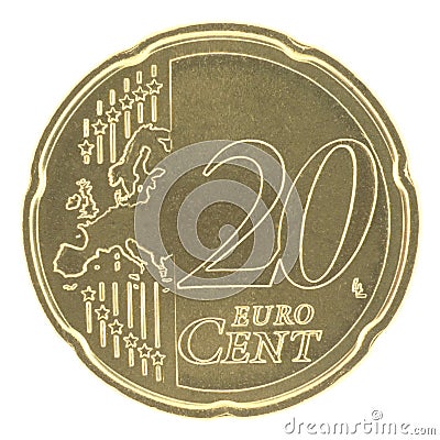 Uncirculated 20 Eurocent new map Stock Photo