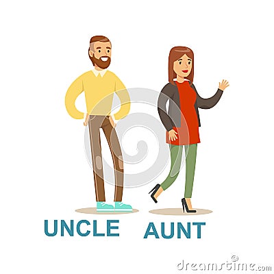 Uncle And Aunt, Happy Family Having Good Time Together Illustration Vector Illustration