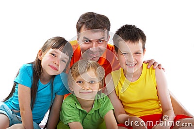 Uncle with nephews and niece Stock Photo