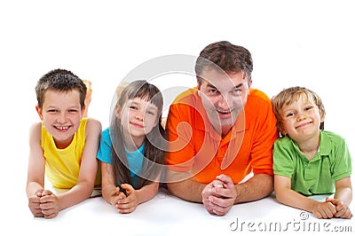 Uncle with nephews and niece Stock Photo