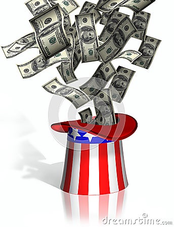Uncle Sam collecting taxes Stock Photo
