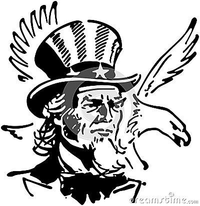 Uncle Sam With Eagle Vector Illustration