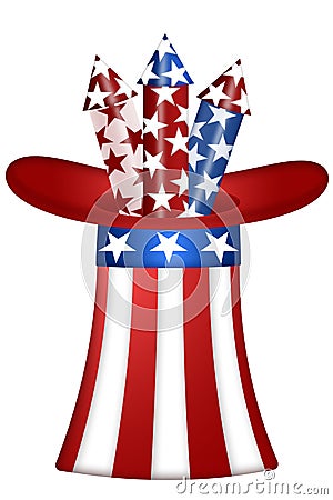 Uncle Sam Hat with Fireworks Stock Photo