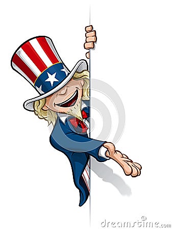 Uncle Sam Presenting a Banner Vector Illustration