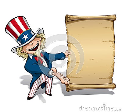 Uncle Sam Presenting Declaration Stock Photo