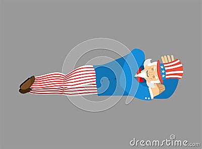 Uncle Sam sleeping. asleep emotions. Uncle Sam dormant Vector Illustration