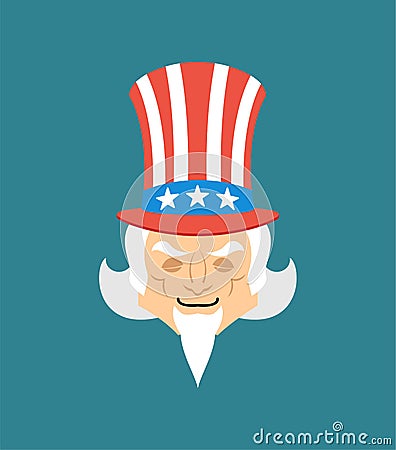 Uncle Sam sleeping emoji. asleep emotions. Uncle Sam dormant Vector Illustration