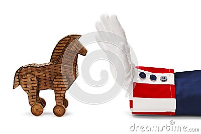 Uncle Sam Trojan Horse Stock Photo