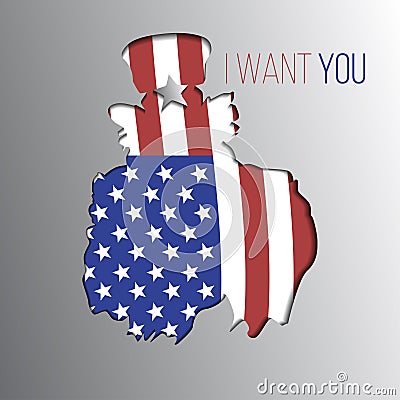 Uncle Sam want you silhouette. Vector illustration Vector Illustration