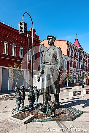 Uncle Stepa policeman monument to the literary character hero Editorial Stock Photo