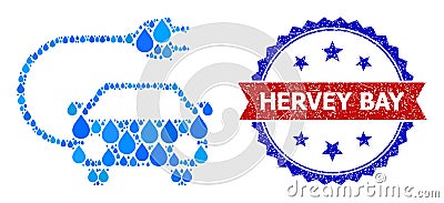 Unclean Bicolor Hervey Bay Watermark and Mosaic Electric Car of Blue Liquid Tears Vector Illustration