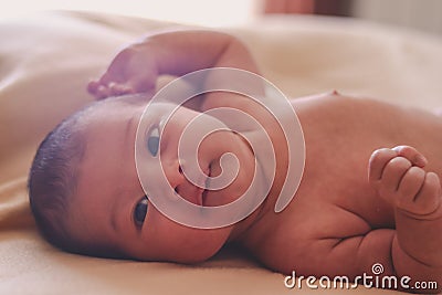 Unclothed, half-body newborn Stock Photo