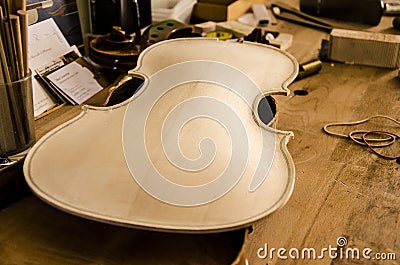Uncompleted violin Stock Photo