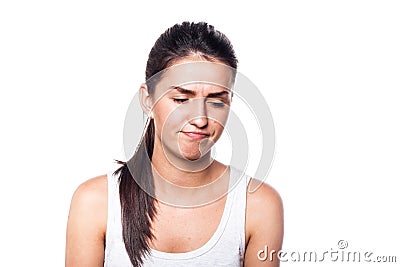 Unconfident and worried young girl Stock Photo