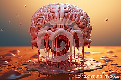 Unconventional Melting brain idea. Generate Ai Stock Photo
