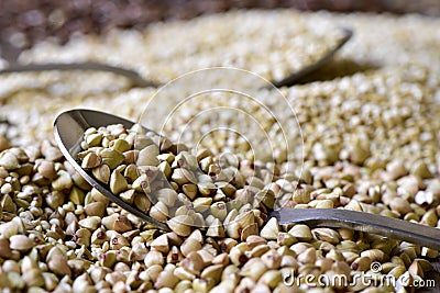 Uncooked buckwheat seeds Stock Photo