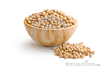 Uncooked chickpeas in bowl Stock Photo