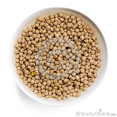 Uncooked Chickpeas Soaking in Water Top View Isolated Stock Photo