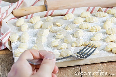 Uncooked homemade potato gnocchi Stock Photo