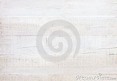 Uncouth wooden board painted white. Grunge background. Old wooden shabby texture. Flat lay Stock Photo