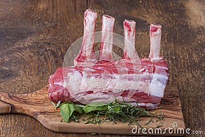 Uncut raw veal cutlets Stock Photo