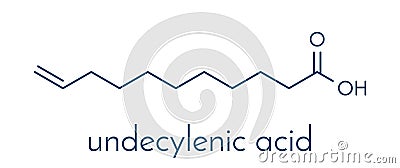 Undecylenic acid topical antifungal drug molecule. Skeletal formula. Vector Illustration