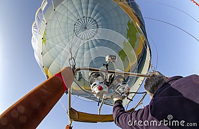 Undefined male - pilot of air balloon Stock Photo