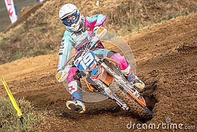 Undefined rider on Polish Motocross Championship Editorial Stock Photo