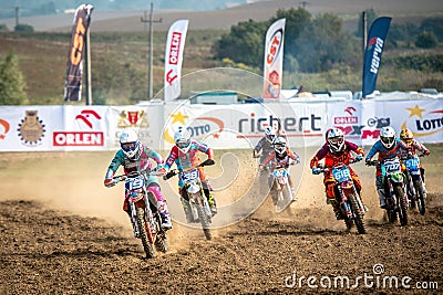 Undefined rider on Polish Motocross Championship Editorial Stock Photo