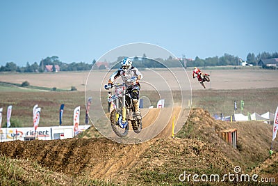 Undefined rider on Polish Motocross Championship Editorial Stock Photo