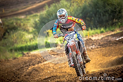 Undefined rider on Polish Motocross Championship Editorial Stock Photo