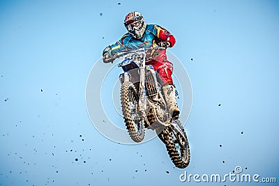 Undefined rider on Polish Motocross Championship Editorial Stock Photo