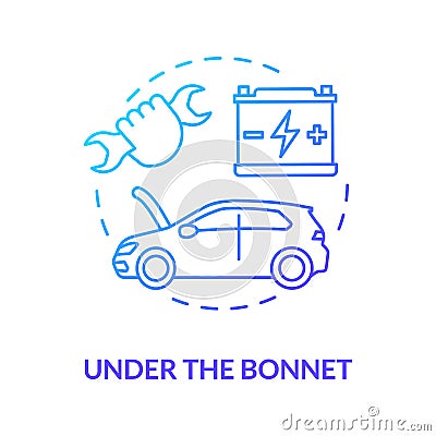 Under auto hood concept icon Vector Illustration