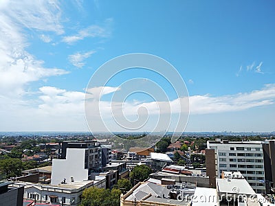 City Scenery Line under Blue Sky and White Clouds Editorial Stock Photo