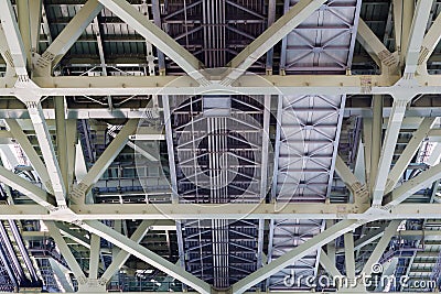 Under the bridged steel construction Stock Photo