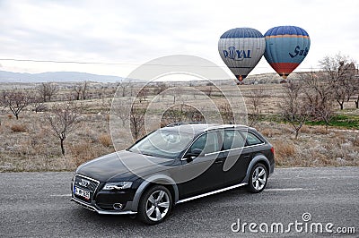 Under the Cappadocia balloons with the new model Audi A4 Allroad Editorial Stock Photo