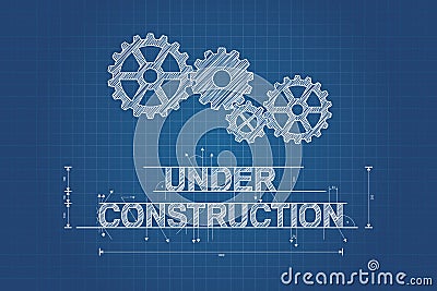 Under construction blueprint, technical drawing Vector Illustration