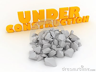 Under Construction broken stone Stock Photo