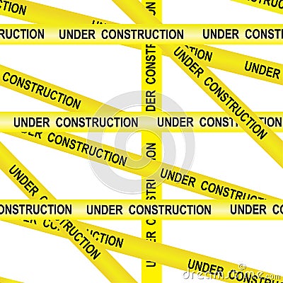 Under construction caution tape entrance prohibited background seamless yellow warning caution ribbon tape vector on white backgro Vector Illustration