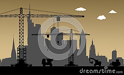 Under Construction, Frankfurt City, Germany Stock Photo