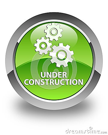 Under construction (gears icon) glossy green round button Cartoon Illustration