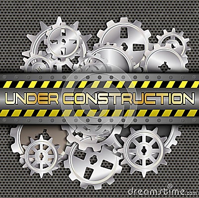 Under construction with gears and pinions Vector Illustration