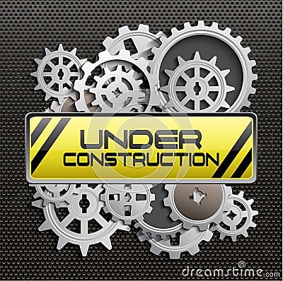 Under construction with gears and pinions Vector Illustration