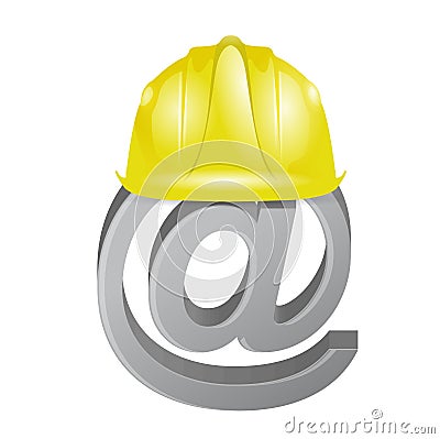 Under construction internet online sign Cartoon Illustration