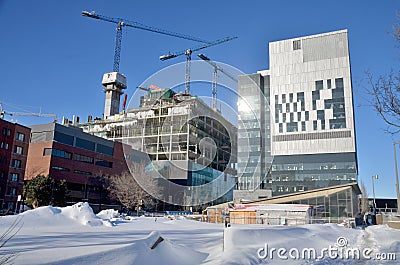 Under construction new Montreal's Centre hospitalier Editorial Stock Photo