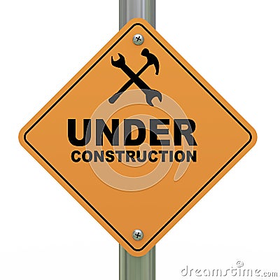 Under construction road sign Stock Photo