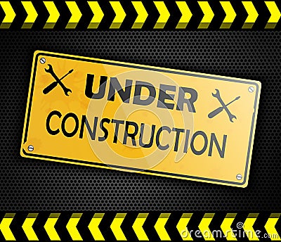 Under construction sign background black Vector Illustration