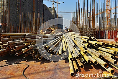 Under construction site,in the construction of large building Stock Photo