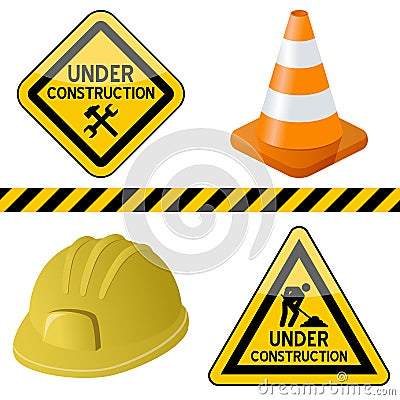 Under Construction Symbols Set Vector Illustration