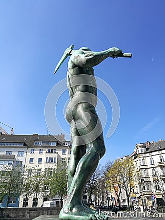 Under the Dusseldorf City Sun with city sculpture Editorial Stock Photo